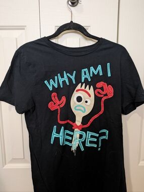Disney Black "Why Am I Here?" Forky Short Sleeve Tee Toy Story 4